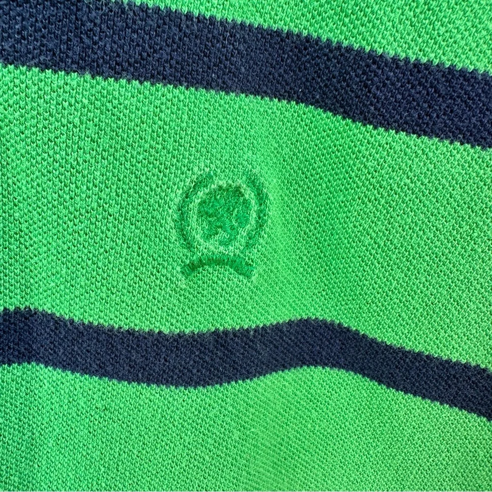 Tommy Hilfiger Green Blue‎ Striped Polo Shirt Relaxed Fit